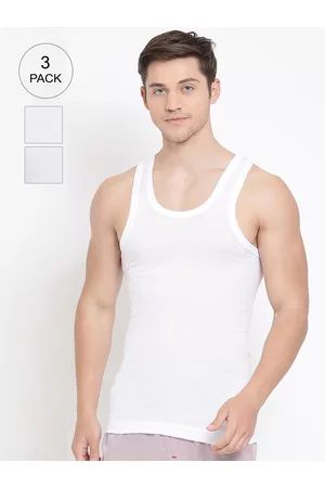Men Pack Of 3 Solid Aircool Breathable Cotton Basic Sleeveless Innerwear Vests